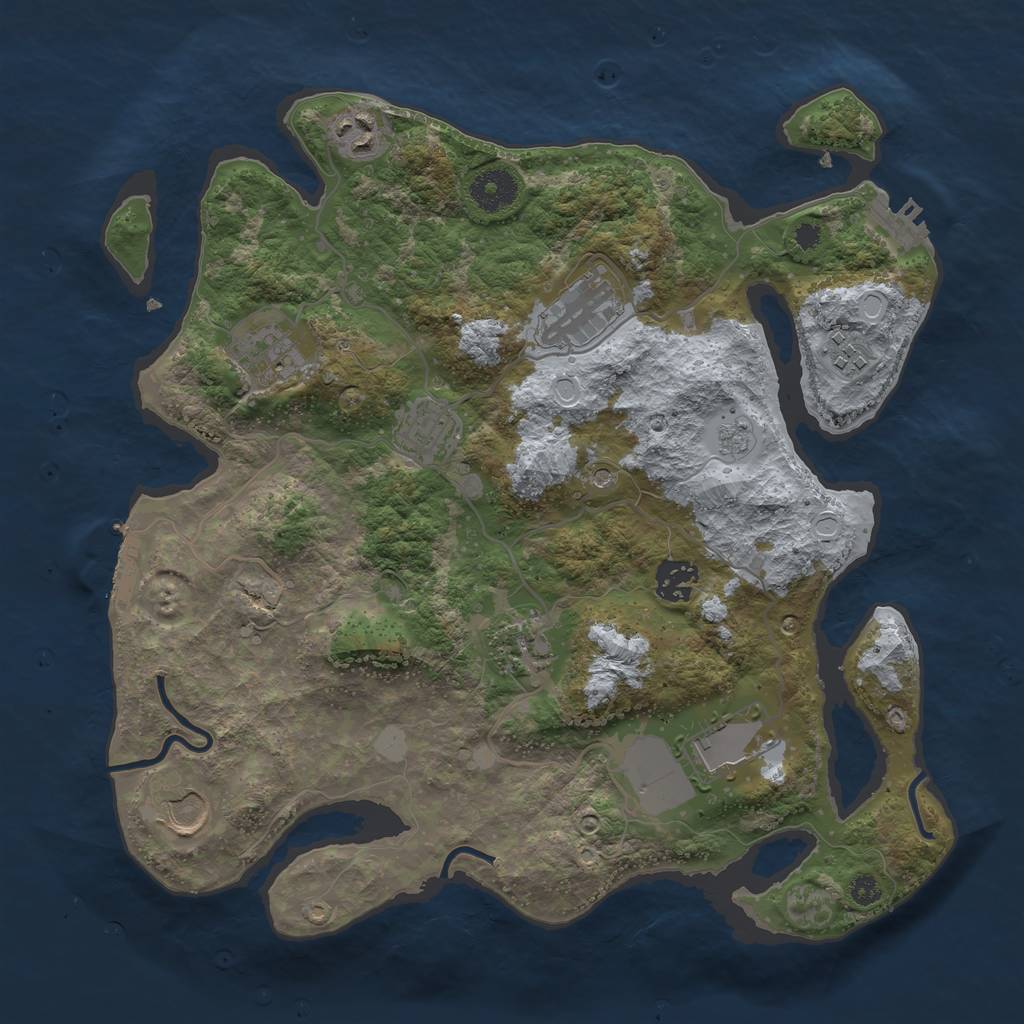Rust Map: Procedural Map, Size: 3500, Seed: 310571580, 16 Monuments