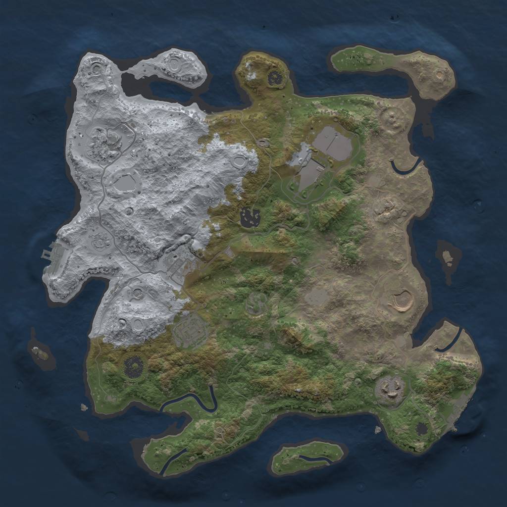 Rust Map: Procedural Map, Size: 3500, Seed: 981040814, 14 Monuments