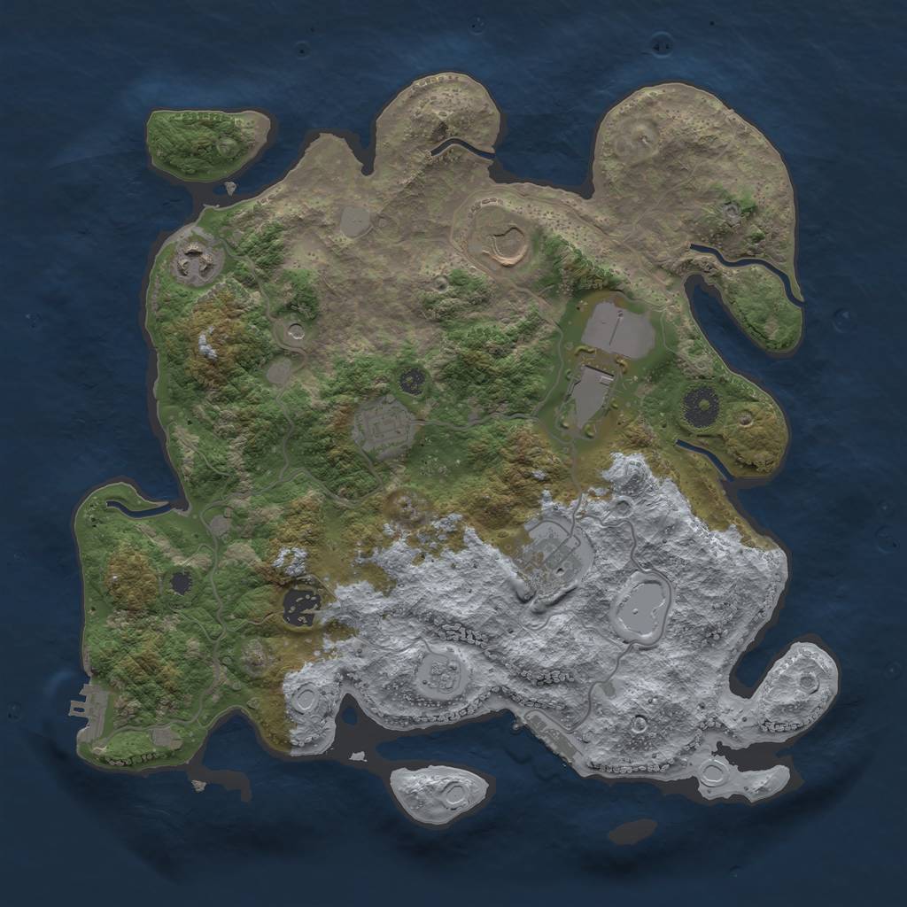 Rust Map: Procedural Map, Size: 3500, Seed: 2054727000, 13 Monuments