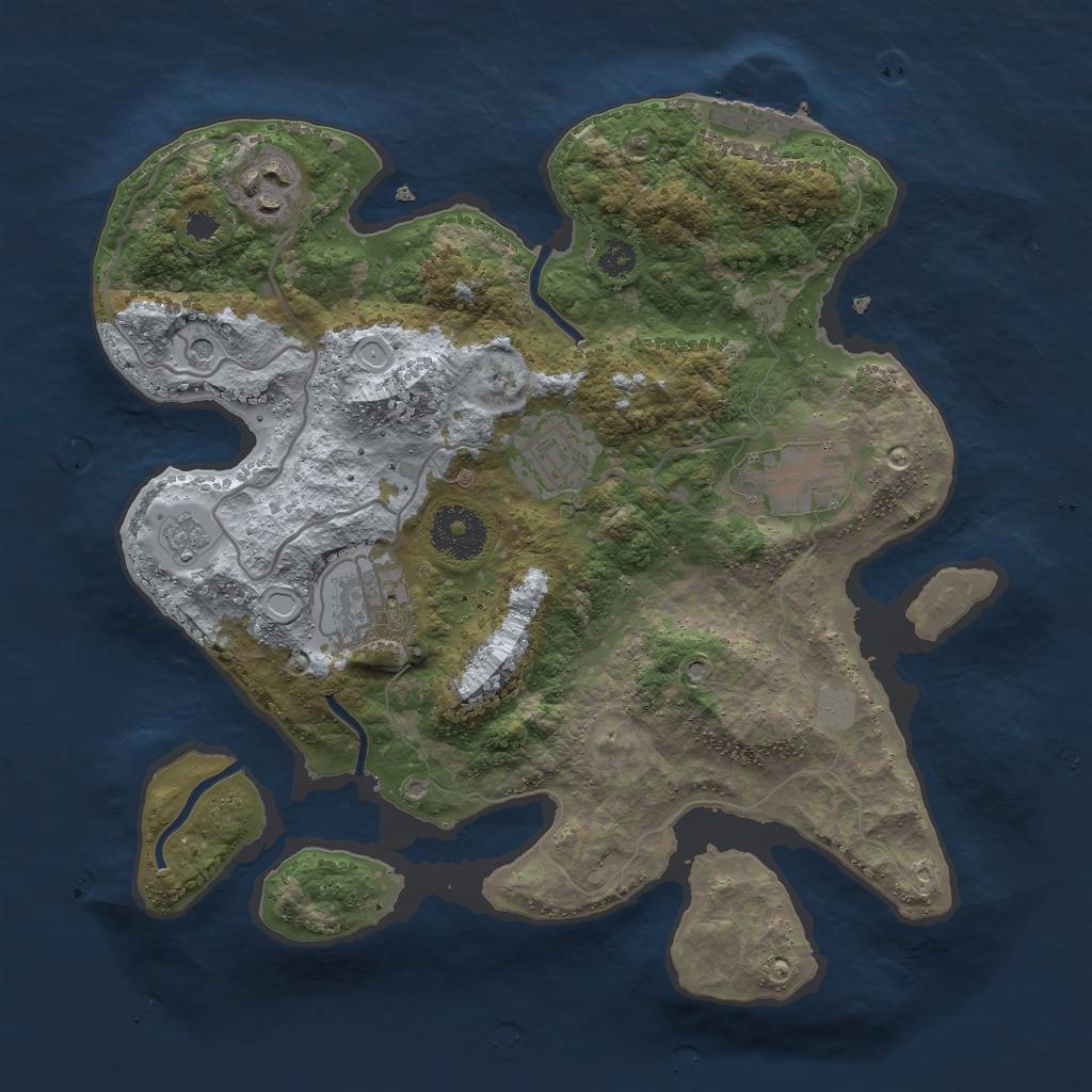 Rust Map: Procedural Map, Size: 3000, Seed: 446315, 10 Monuments