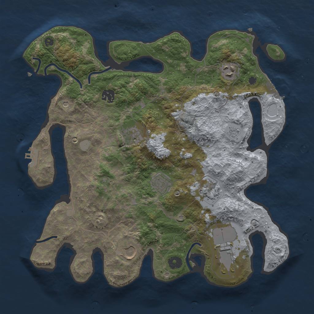 Rust Map: Procedural Map, Size: 3500, Seed: 288173614, 14 Monuments