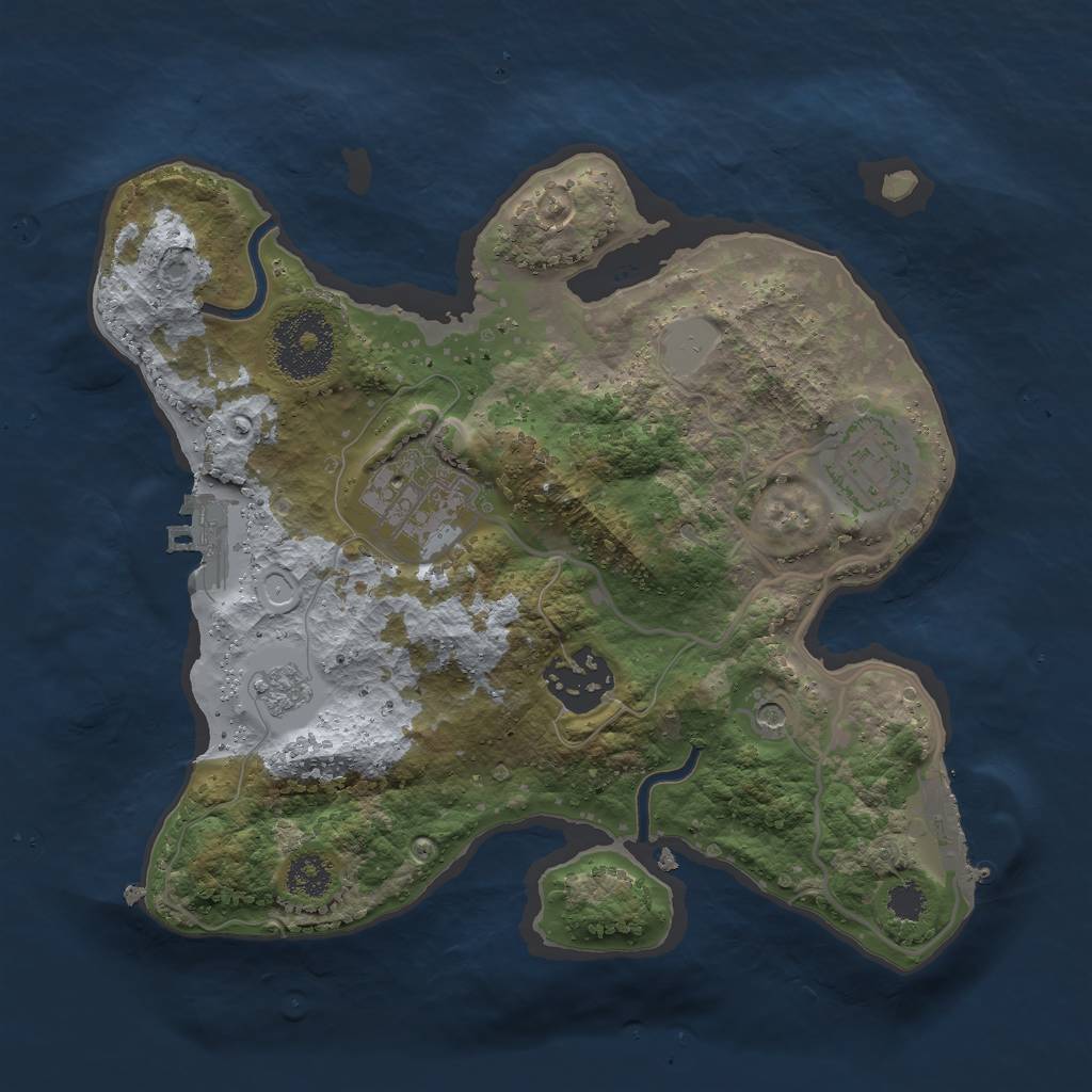 Rust Map: Procedural Map, Size: 2500, Seed: 19686, 10 Monuments