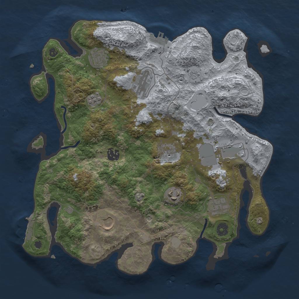 Rust Map: Procedural Map, Size: 3500, Seed: 493758158, 16 Monuments