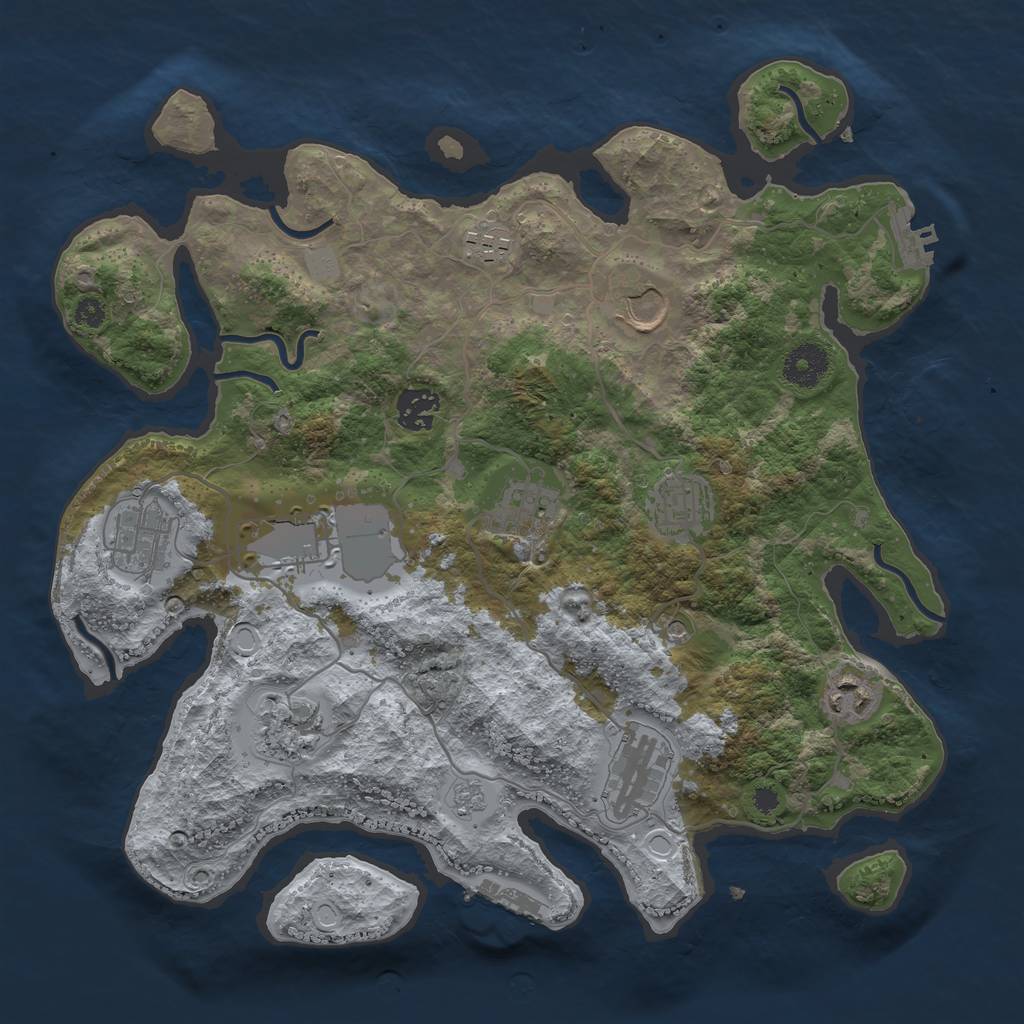 Rust Map: Procedural Map, Size: 3500, Seed: 19890525, 17 Monuments