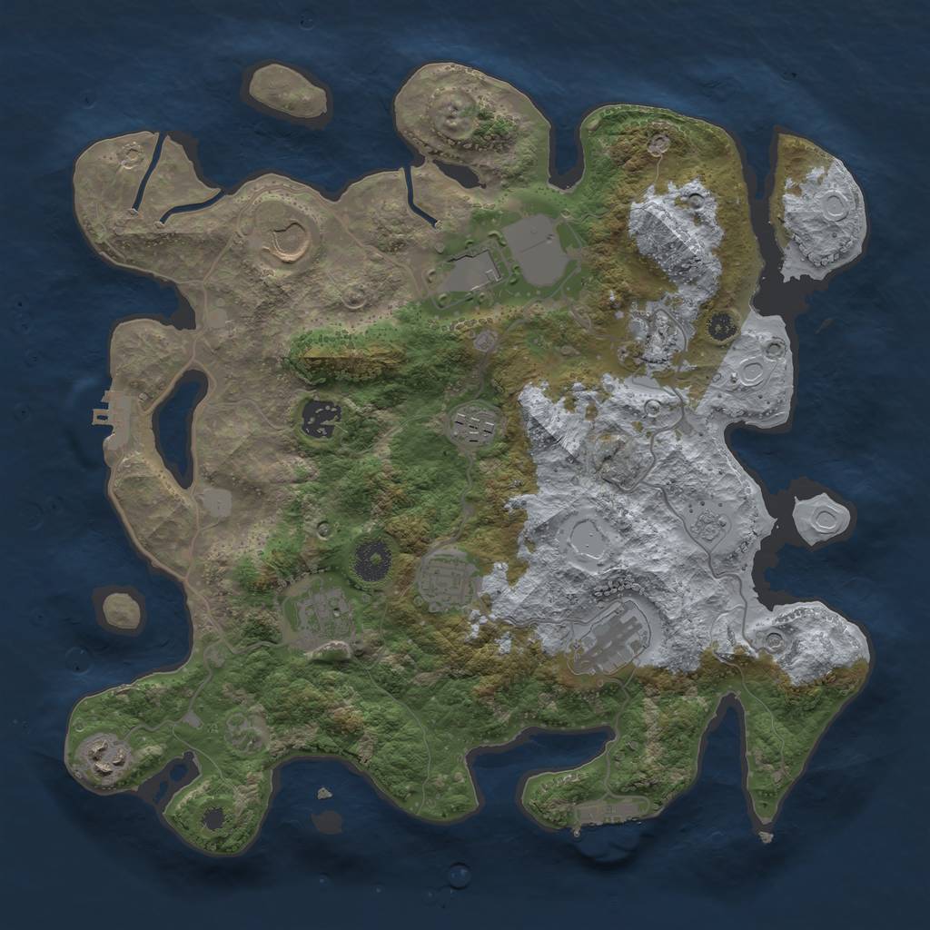 Rust Map: Procedural Map, Size: 3500, Seed: 622597651, 16 Monuments