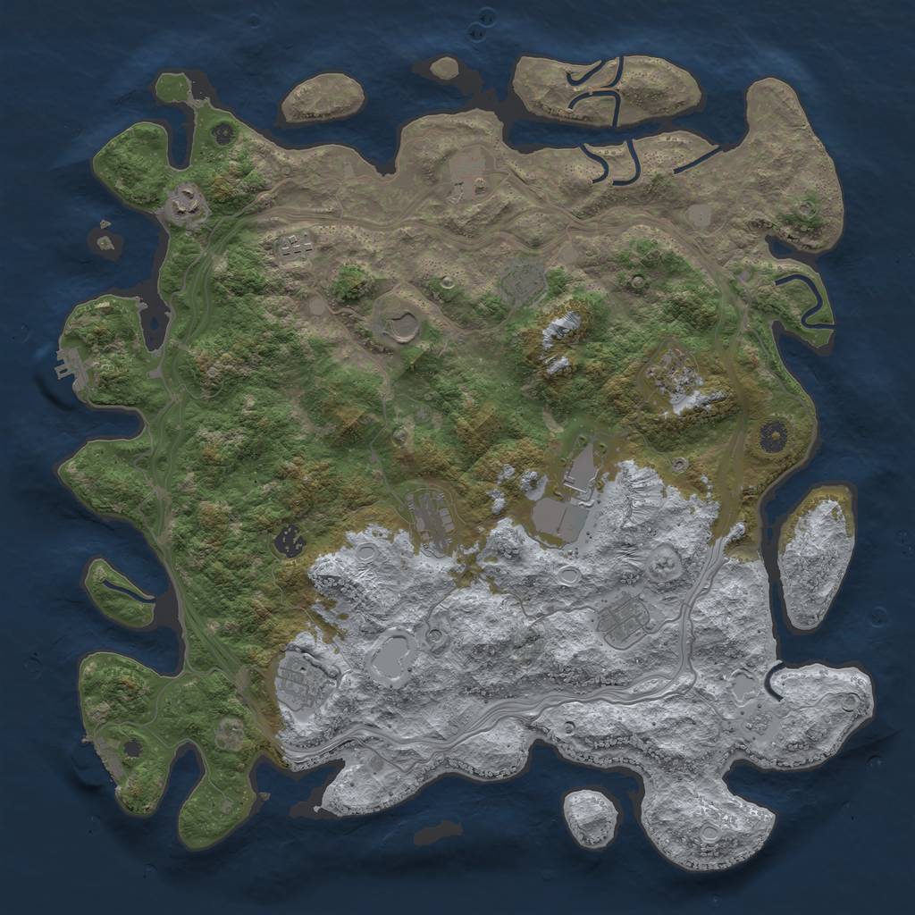 Rust Map: Procedural Map, Size: 4500, Seed: 2049606784, 18 Monuments