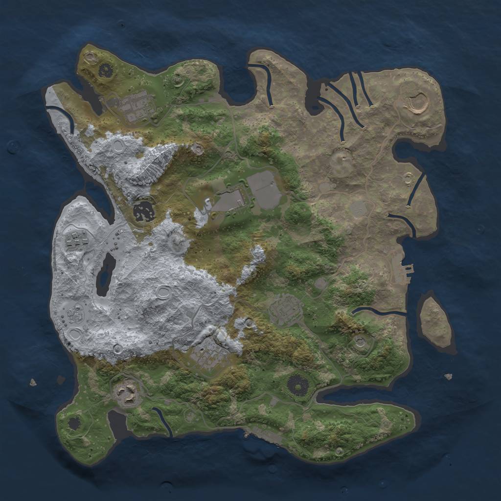 Rust Map: Procedural Map, Size: 3500, Seed: 772715, 15 Monuments