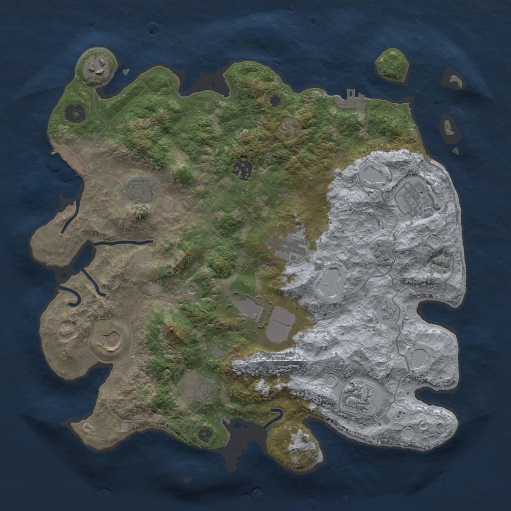 Rust Map: Procedural Map, Size: 3800, Seed: 7379577, 17 Monuments