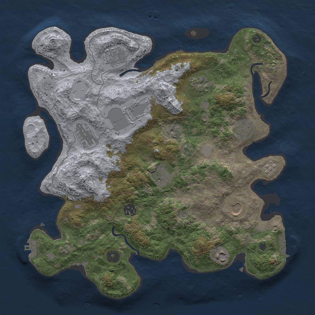 Rust Map: Procedural Map, Size: 3700, Seed: 59627031, 17 Monuments