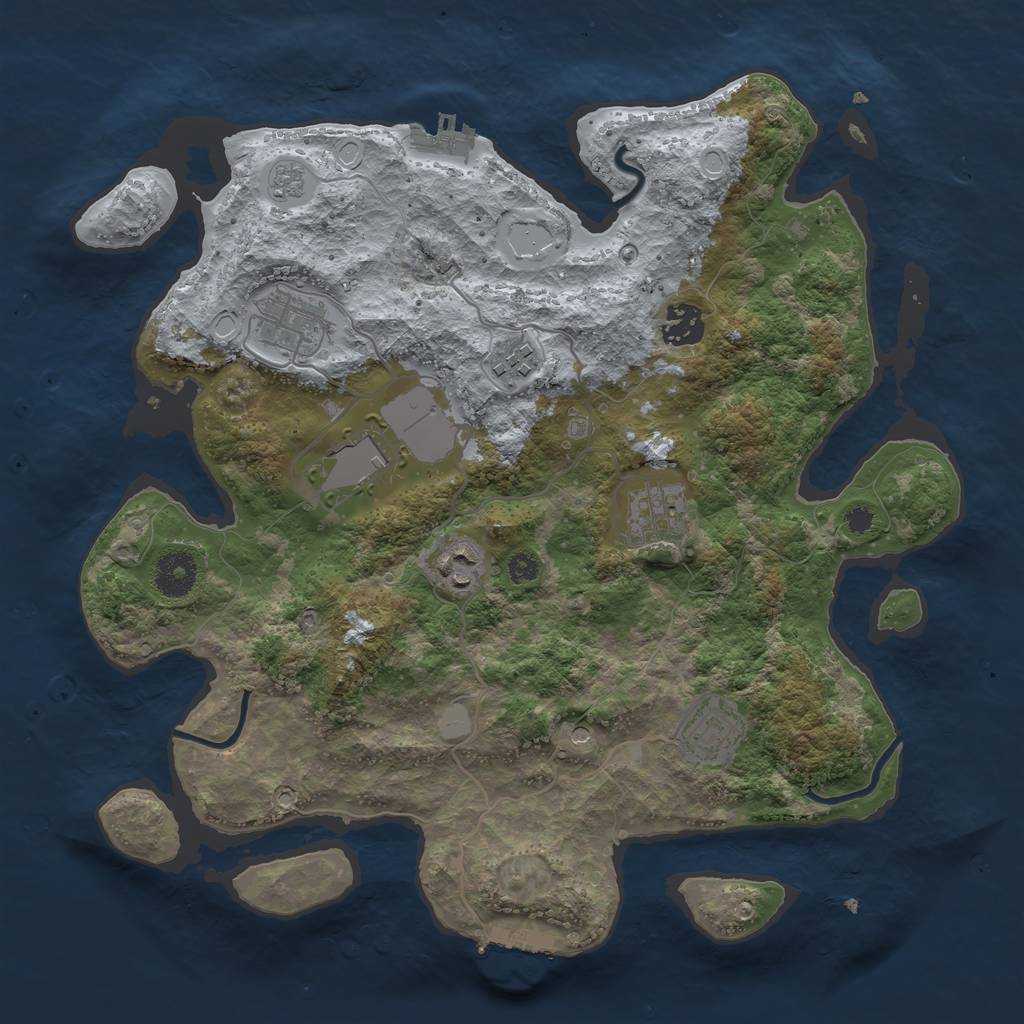 Rust Map: Procedural Map, Size: 3500, Seed: 845645, 14 Monuments