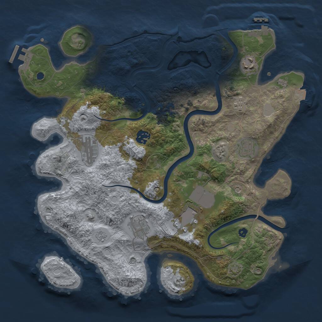 Rust Map: Procedural Map, Size: 3500, Seed: 1851387342, 13 Monuments