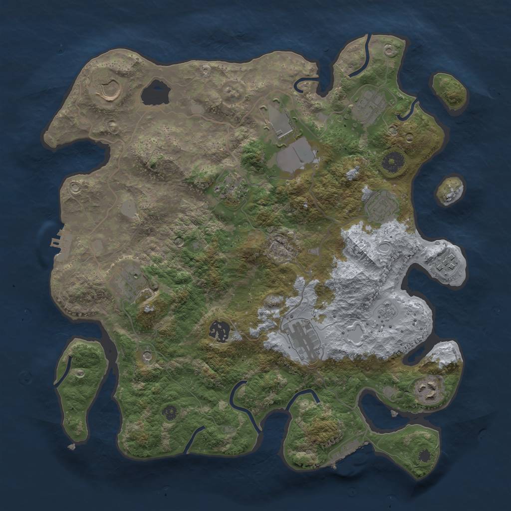 Rust Map: Procedural Map, Size: 3600, Seed: 679076782, 17 Monuments