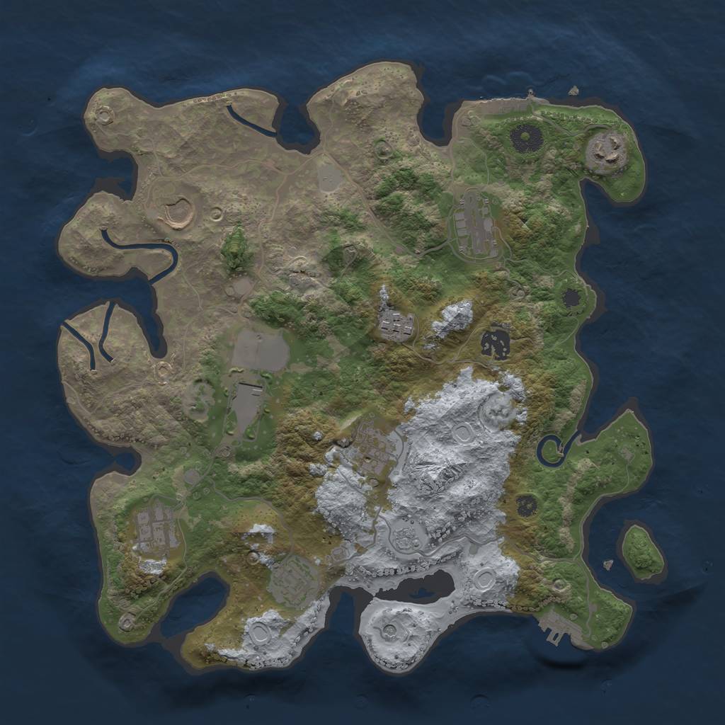Rust Map: Procedural Map, Size: 3500, Seed: 195813890, 16 Monuments