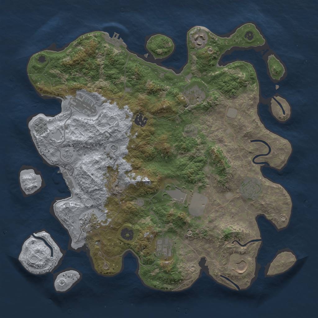 Rust Map: Procedural Map, Size: 3700, Seed: 1433415374, 17 Monuments