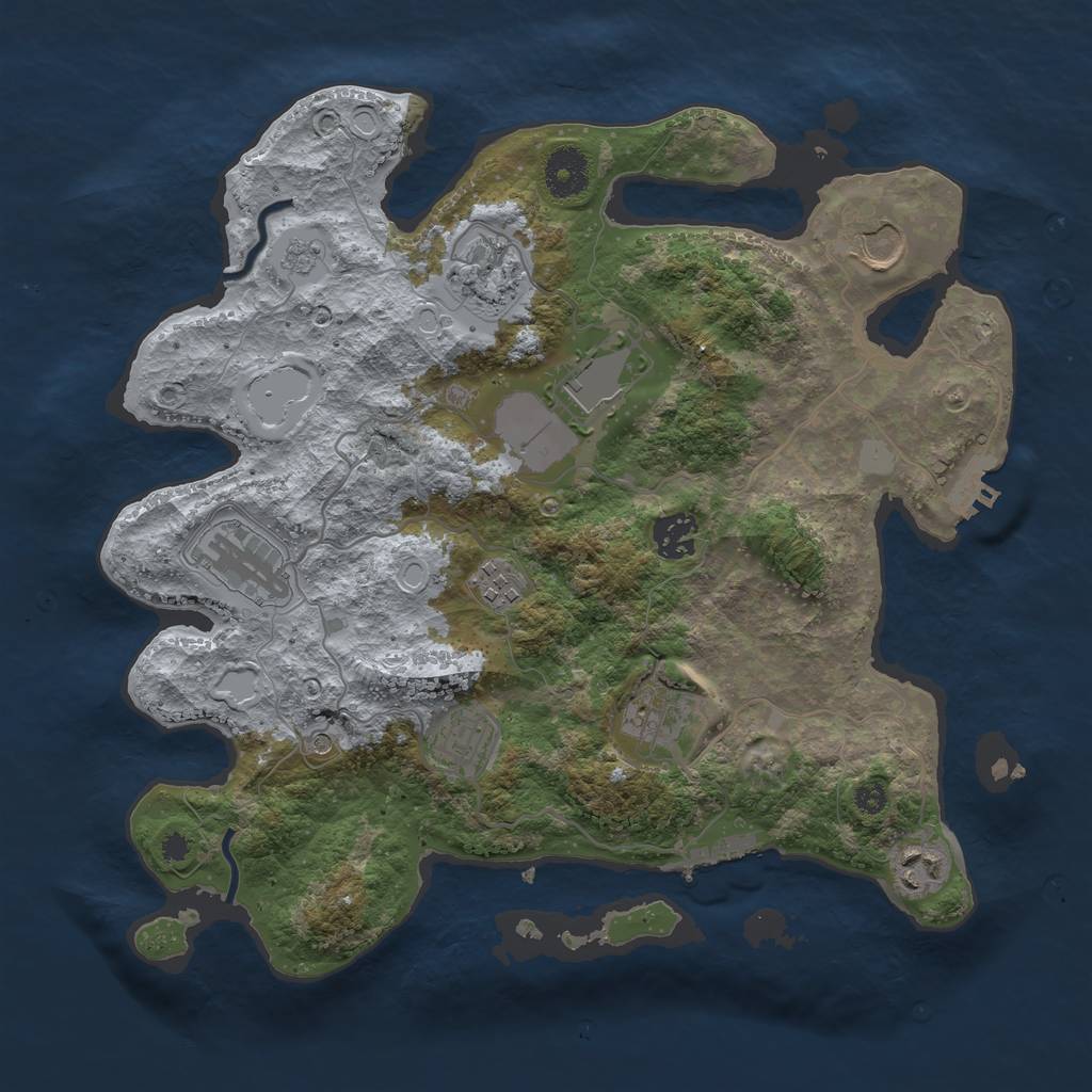 Rust Map: Procedural Map, Size: 3500, Seed: 67481, 16 Monuments