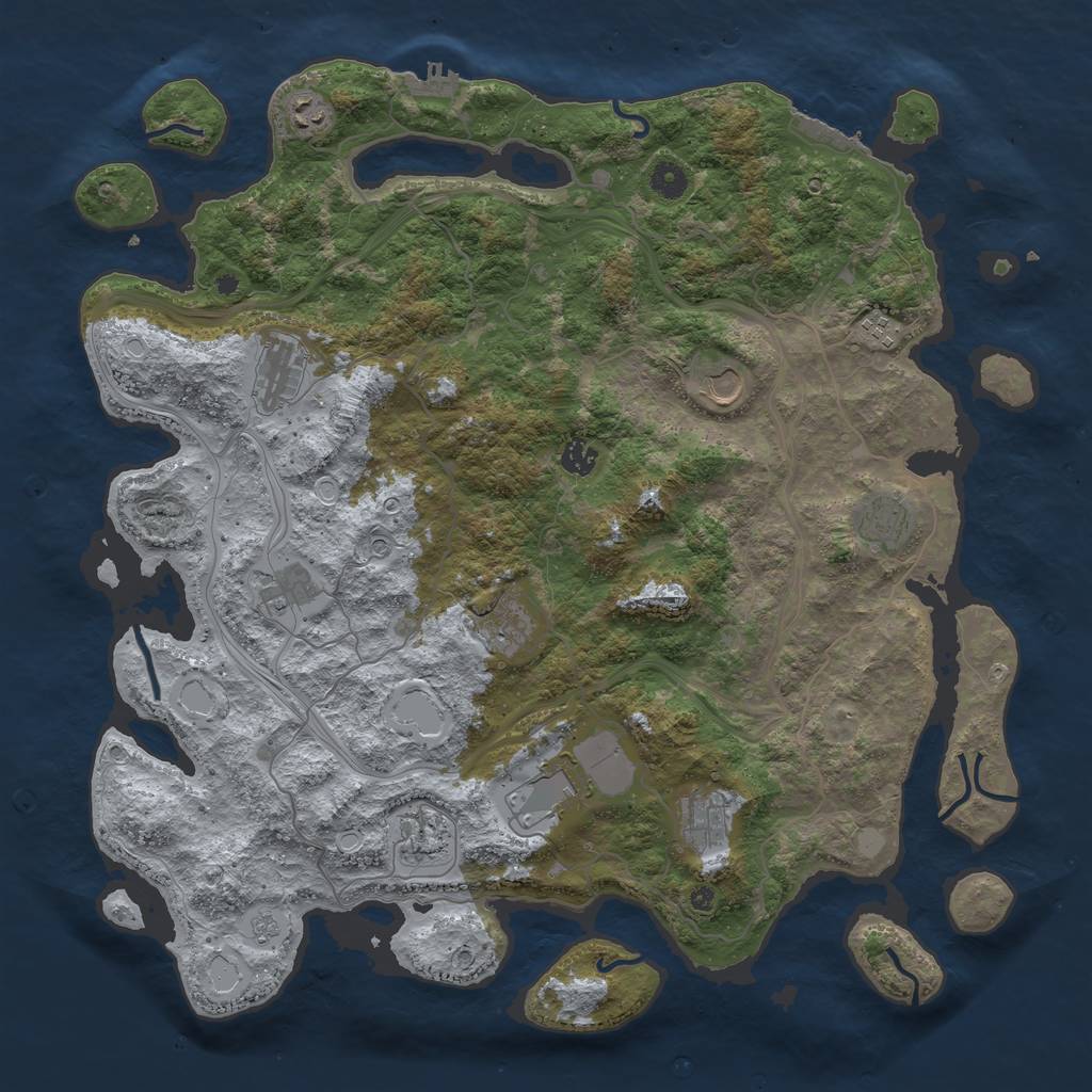 Rust Map: Procedural Map, Size: 4500, Seed: 375353605, 18 Monuments