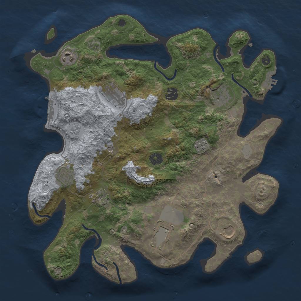 Rust Map: Procedural Map, Size: 3500, Seed: 2087778801, 16 Monuments