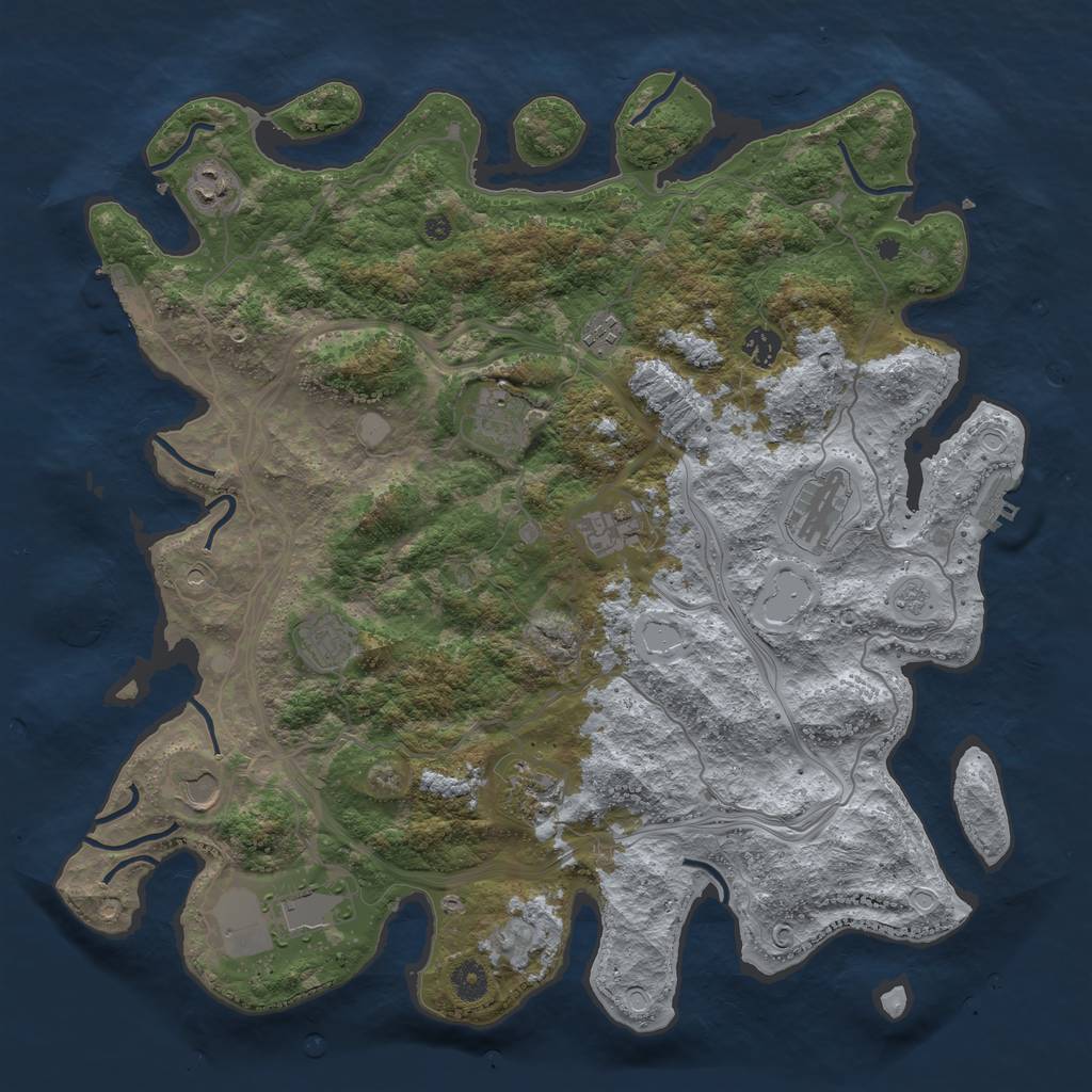 Rust Map: Procedural Map, Size: 4250, Seed: 1092647161, 17 Monuments
