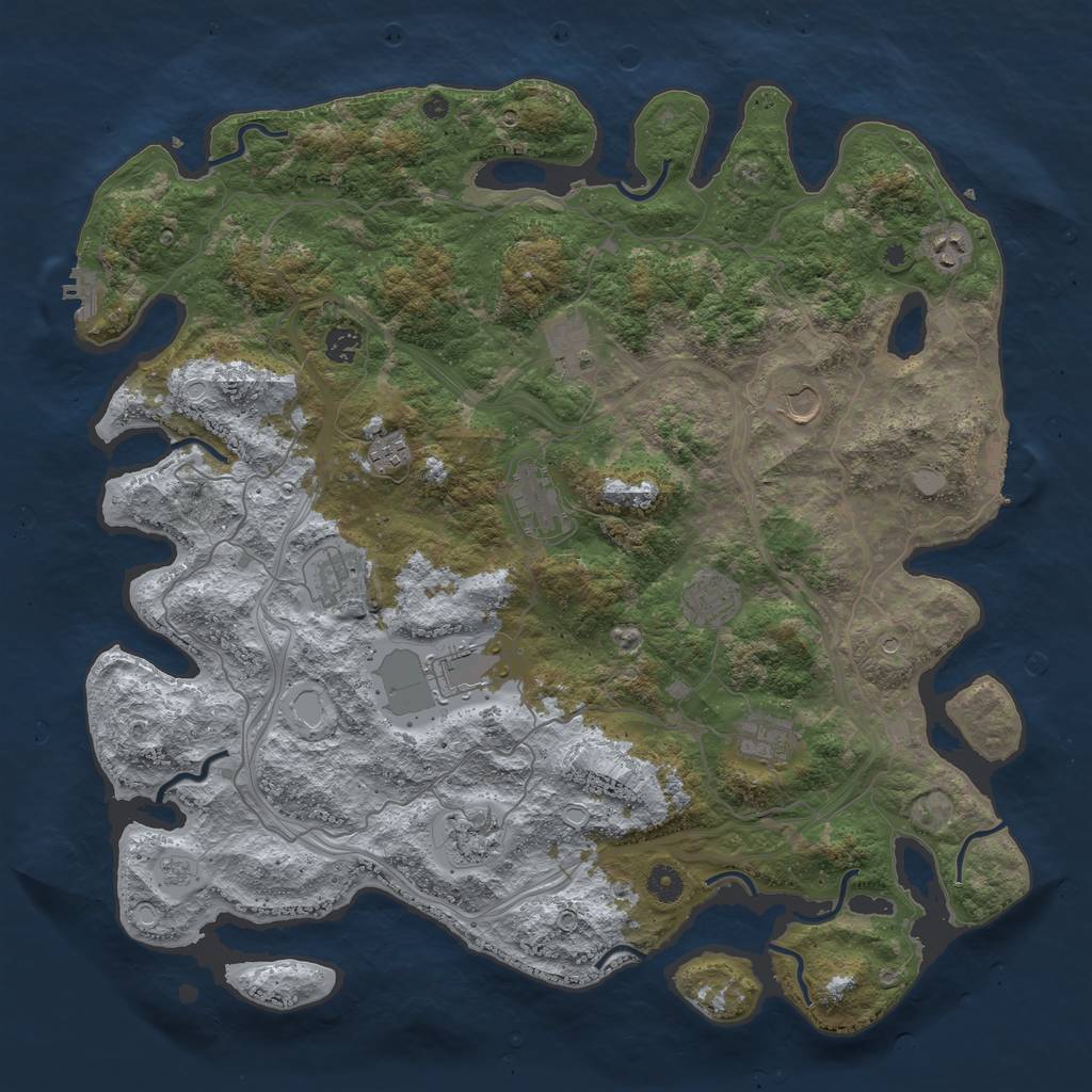 Rust Map: Procedural Map, Size: 4500, Seed: 2032428744, 18 Monuments