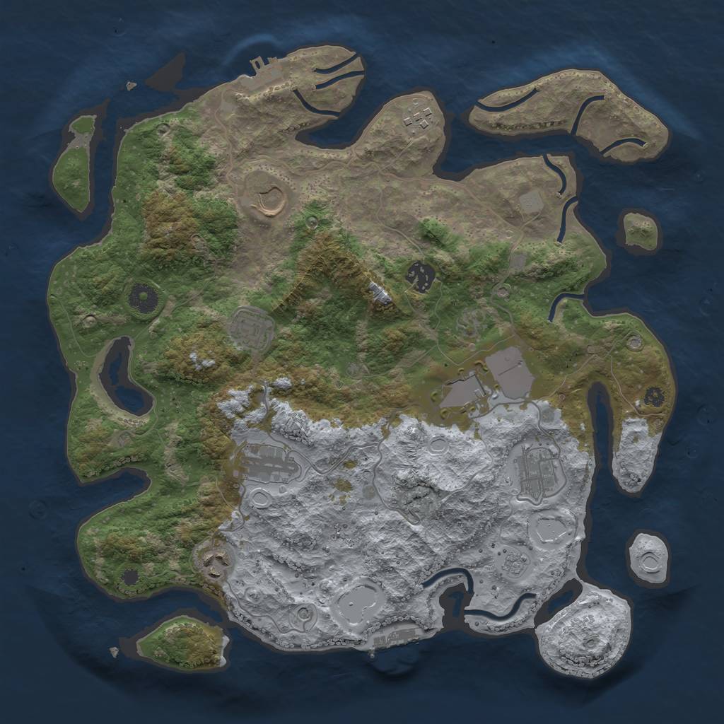 Rust Map: Procedural Map, Size: 3700, Seed: 593751197, 15 Monuments