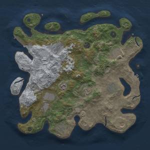 Thumbnail Rust Map: Procedural Map, Size: 3750, Seed: 1686134286, 17 Monuments