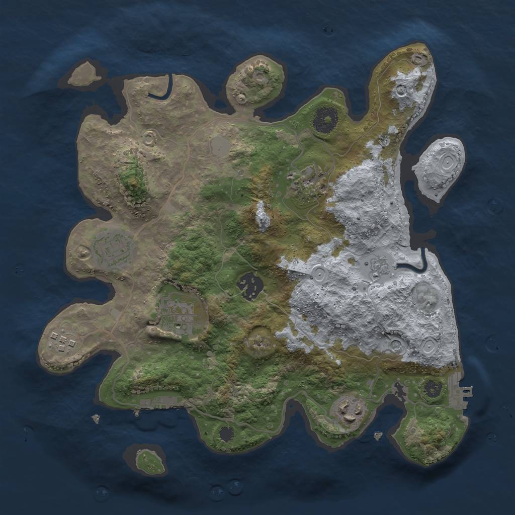Rust Map: Procedural Map, Size: 3000, Seed: 143507065, 13 Monuments