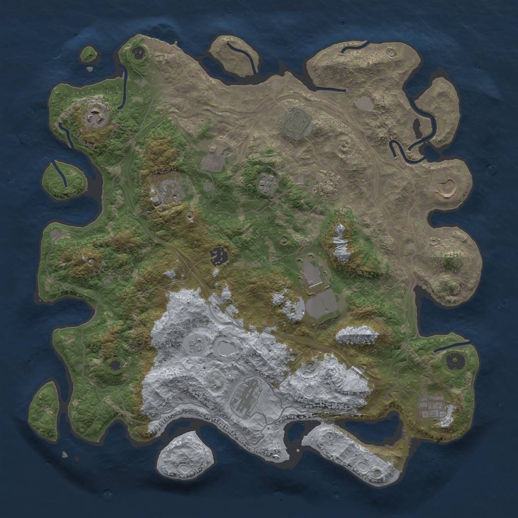 Rust Map: Procedural Map, Size: 4250, Seed: 484305377, 17 Monuments