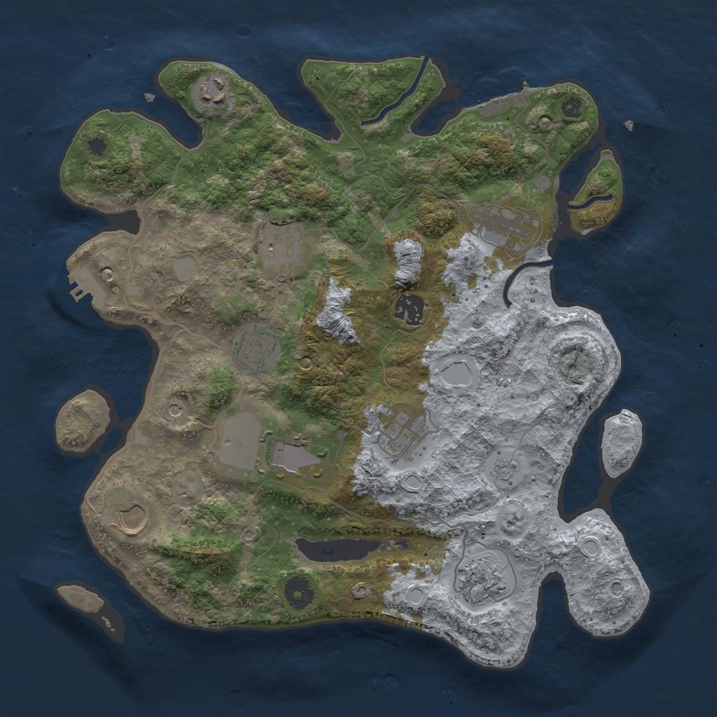 Rust Map: Procedural Map, Size: 3500, Seed: 1460763965, 16 Monuments