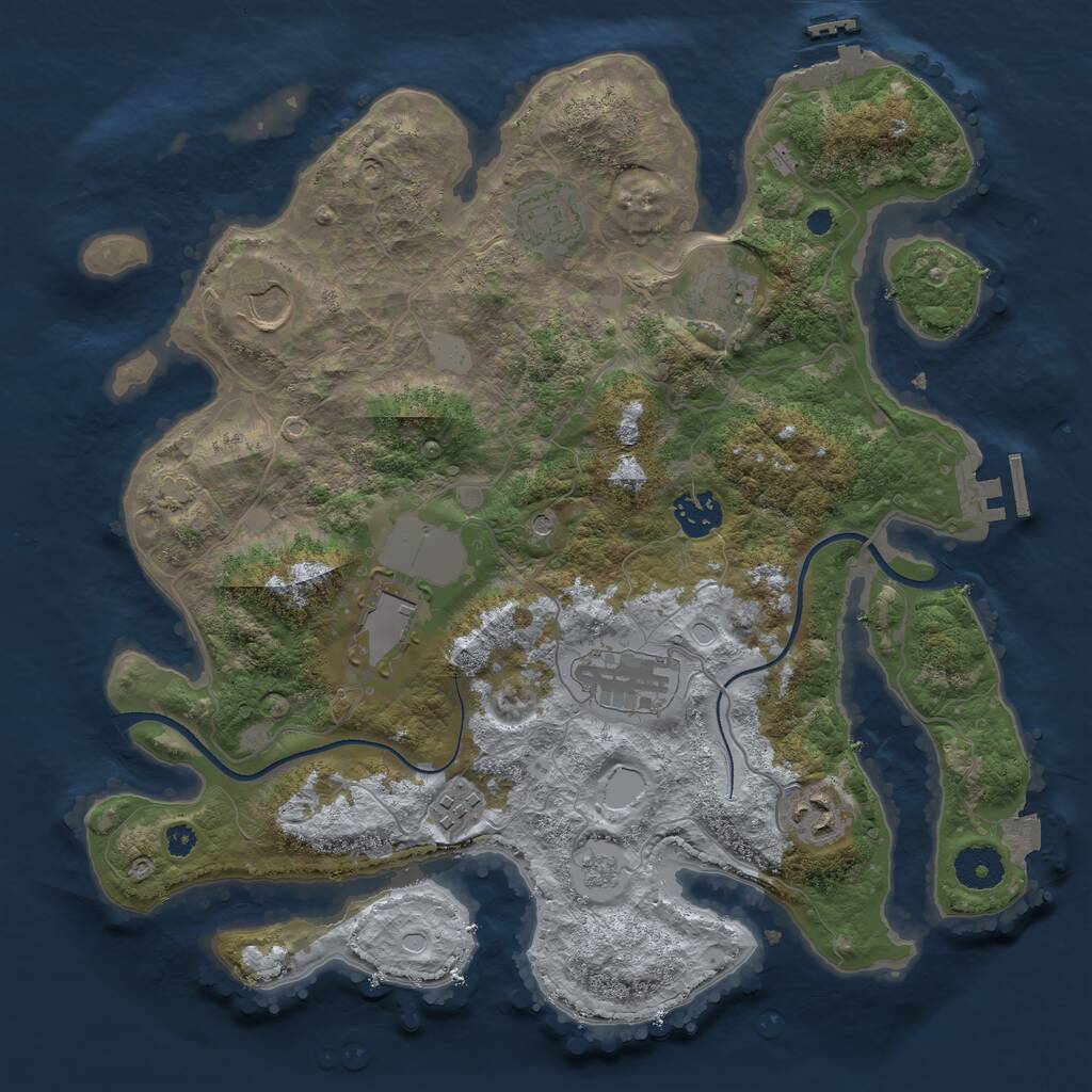 Rust Map: Procedural Map, Size: 3500, Seed: 307816734, 14 Monuments