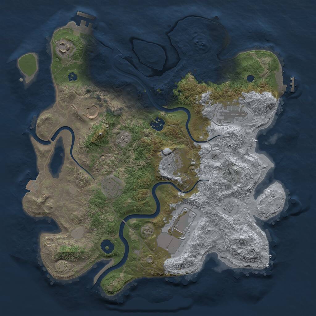 Rust Map: Procedural Map, Size: 3500, Seed: 392899926, 14 Monuments