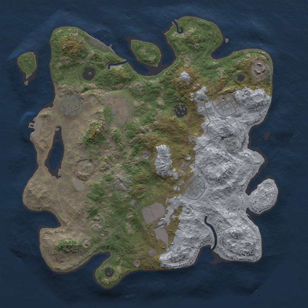 Rust Map: Procedural Map, Size: 3500, Seed: 392899926, 16 Monuments