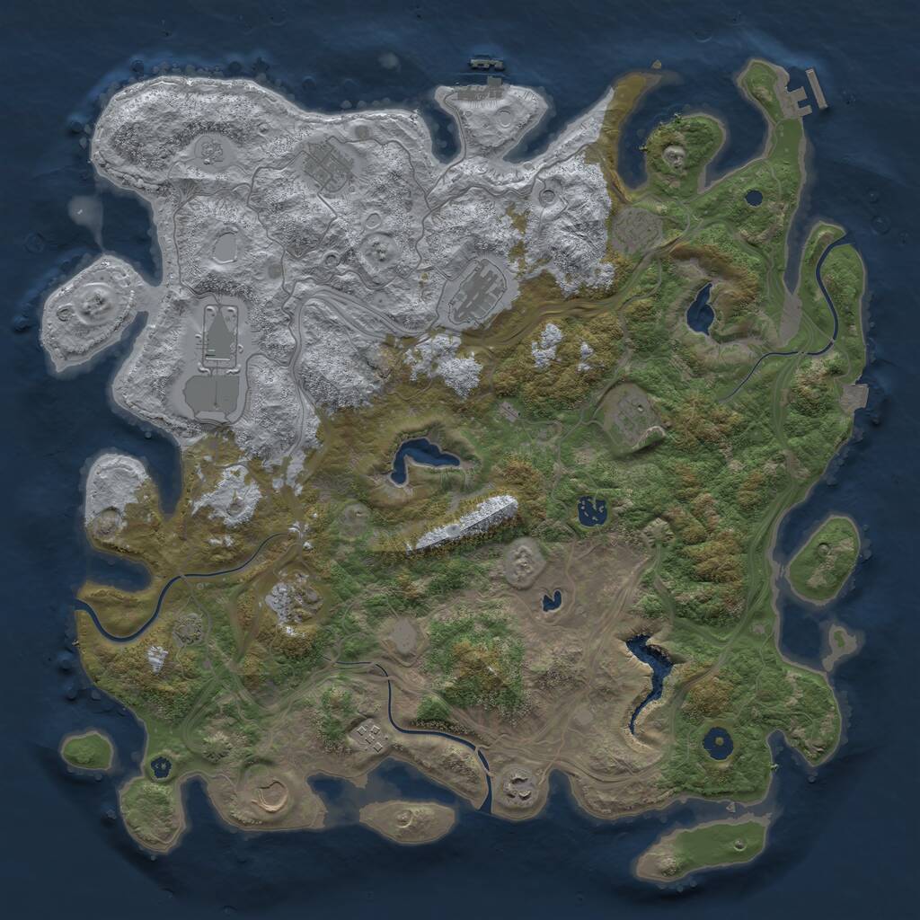Rust Map: Procedural Map, Size: 4500, Seed: 598080310, 16 Monuments