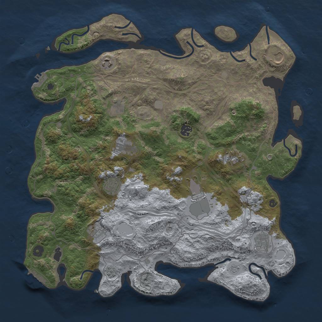 Rust Map: Procedural Map, Size: 4250, Seed: 1900231133, 18 Monuments