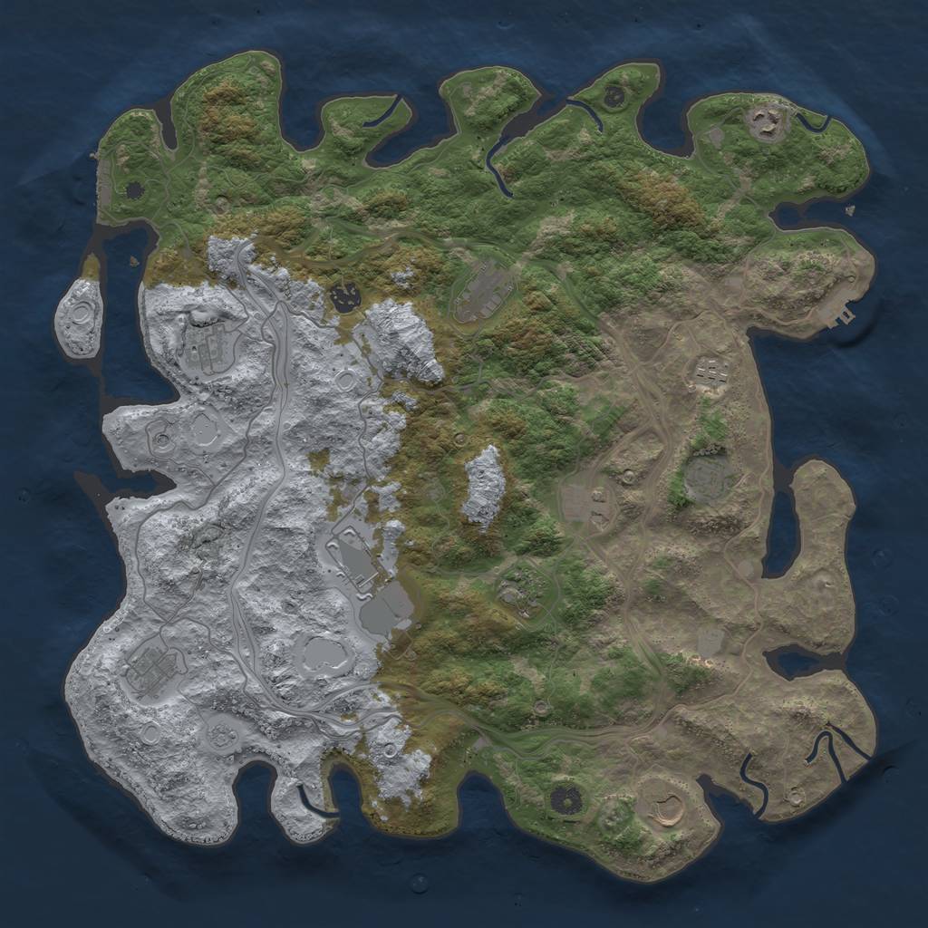 Rust Map: Procedural Map, Size: 4500, Seed: 234957228, 18 Monuments