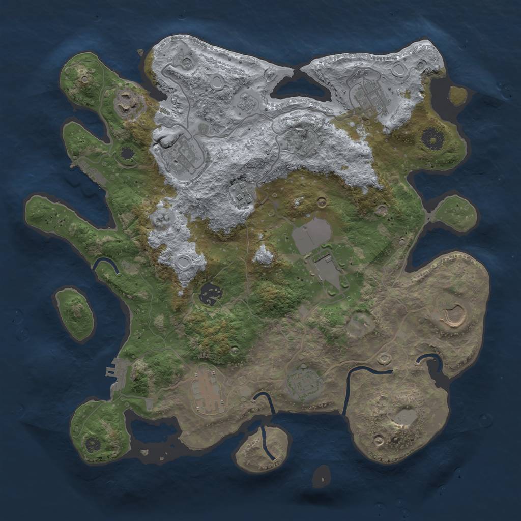 Rust Map: Procedural Map, Size: 3500, Seed: 1012200489, 16 Monuments