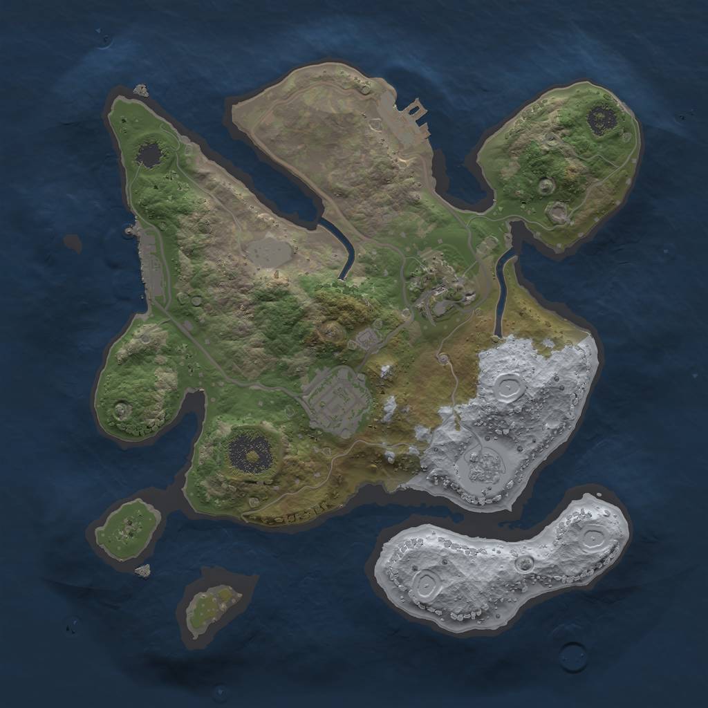 Rust Map: Procedural Map, Size: 2500, Seed: 1942972546, 8 Monuments