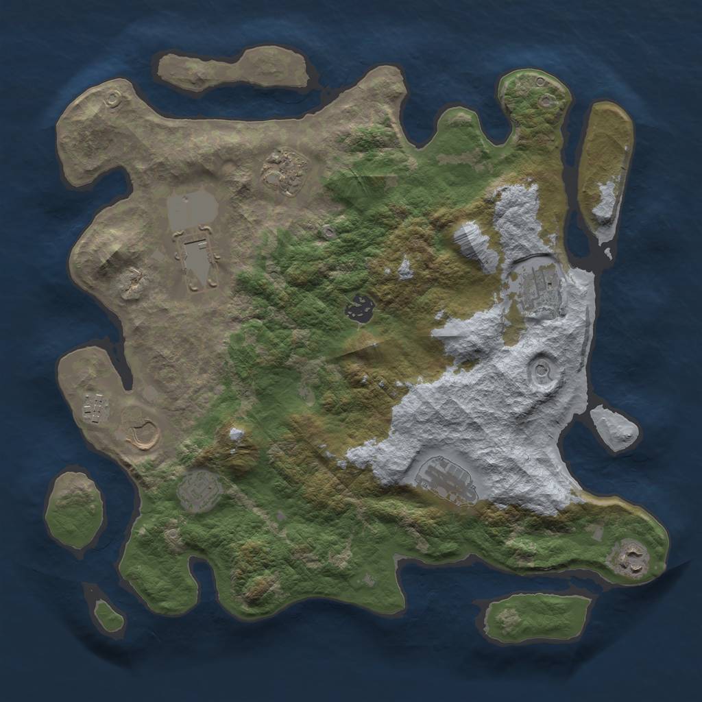 Rust Map: Barren, Size: 3700, Seed: 2060686563, 12 Monuments