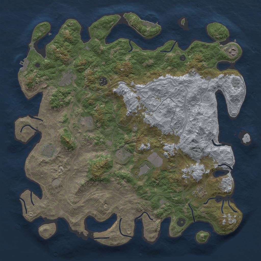 Rust Map: Procedural Map, Size: 4500, Seed: 673898405, 16 Monuments