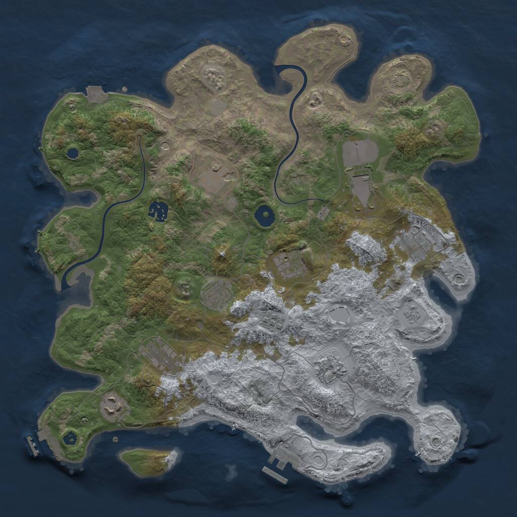 Rust Map: Procedural Map, Size: 3800, Seed: 70166875, 16 Monuments