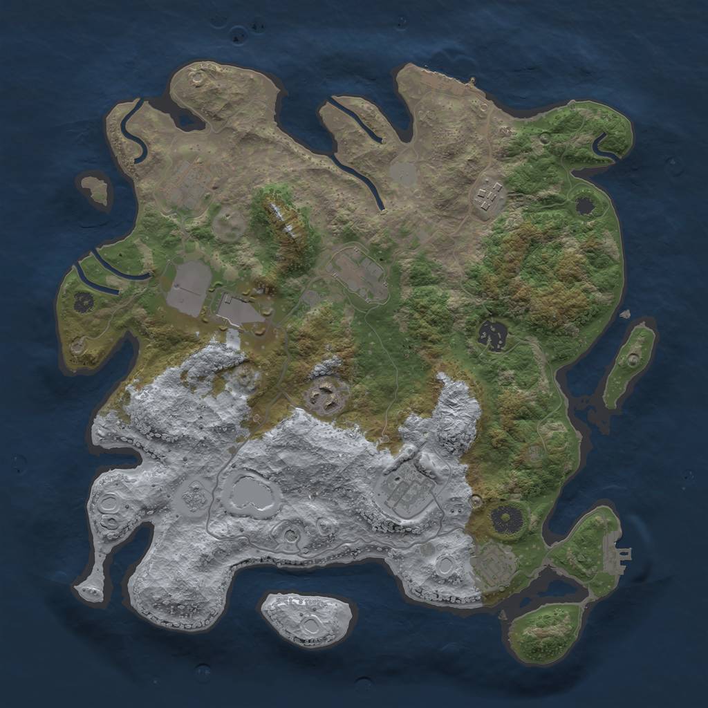 Rust Map: Procedural Map, Size: 3500, Seed: 1518417543, 15 Monuments