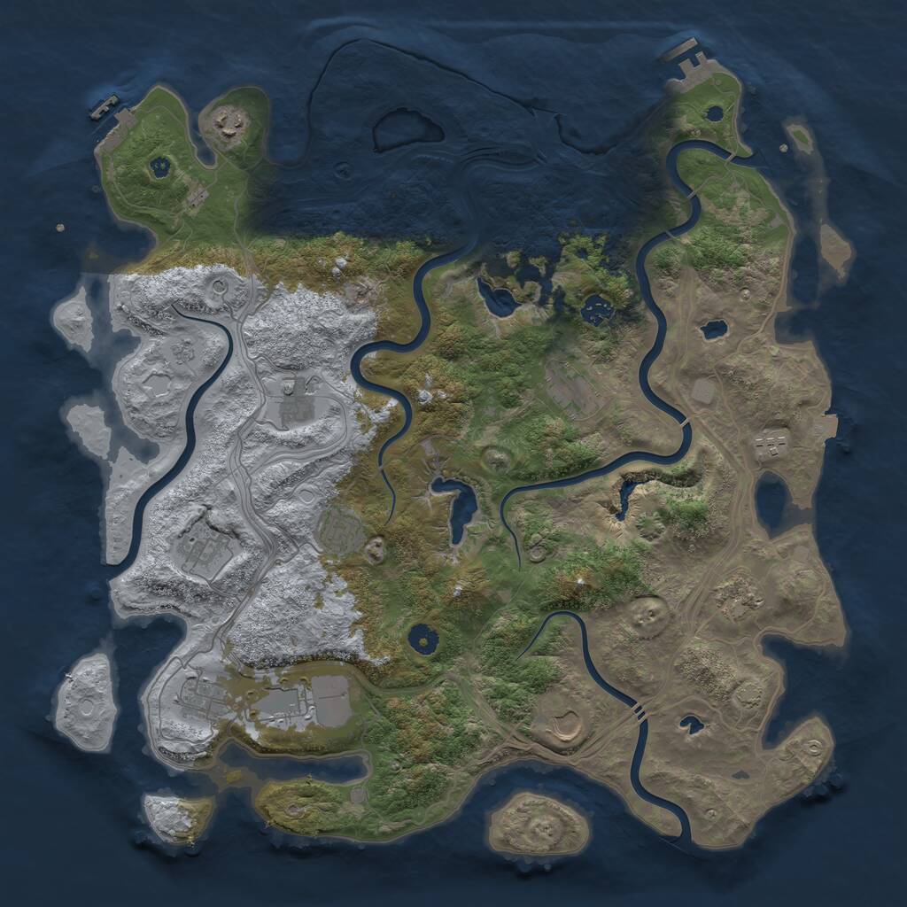 Rust Map: Procedural Map, Size: 4500, Seed: 1537054037, 17 Monuments