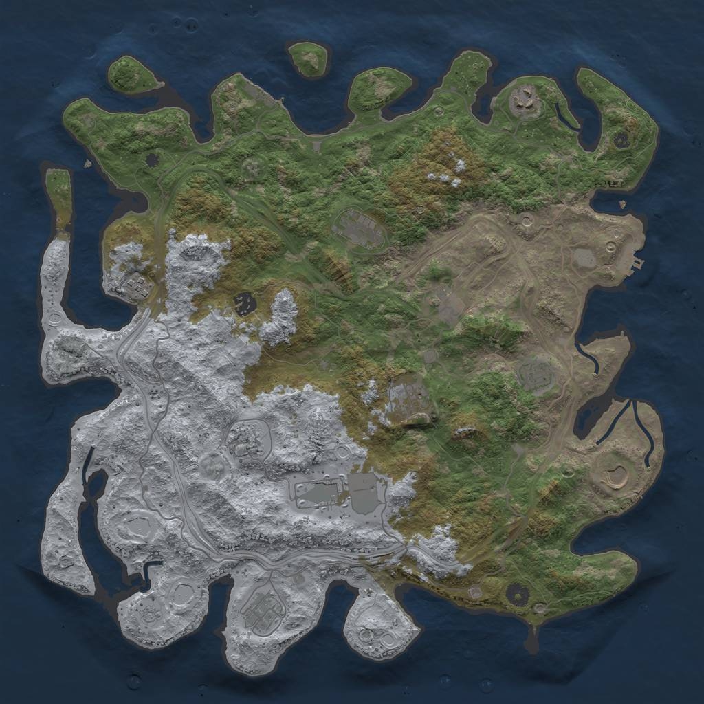 Rust Map: Procedural Map, Size: 4500, Seed: 2016476524, 18 Monuments