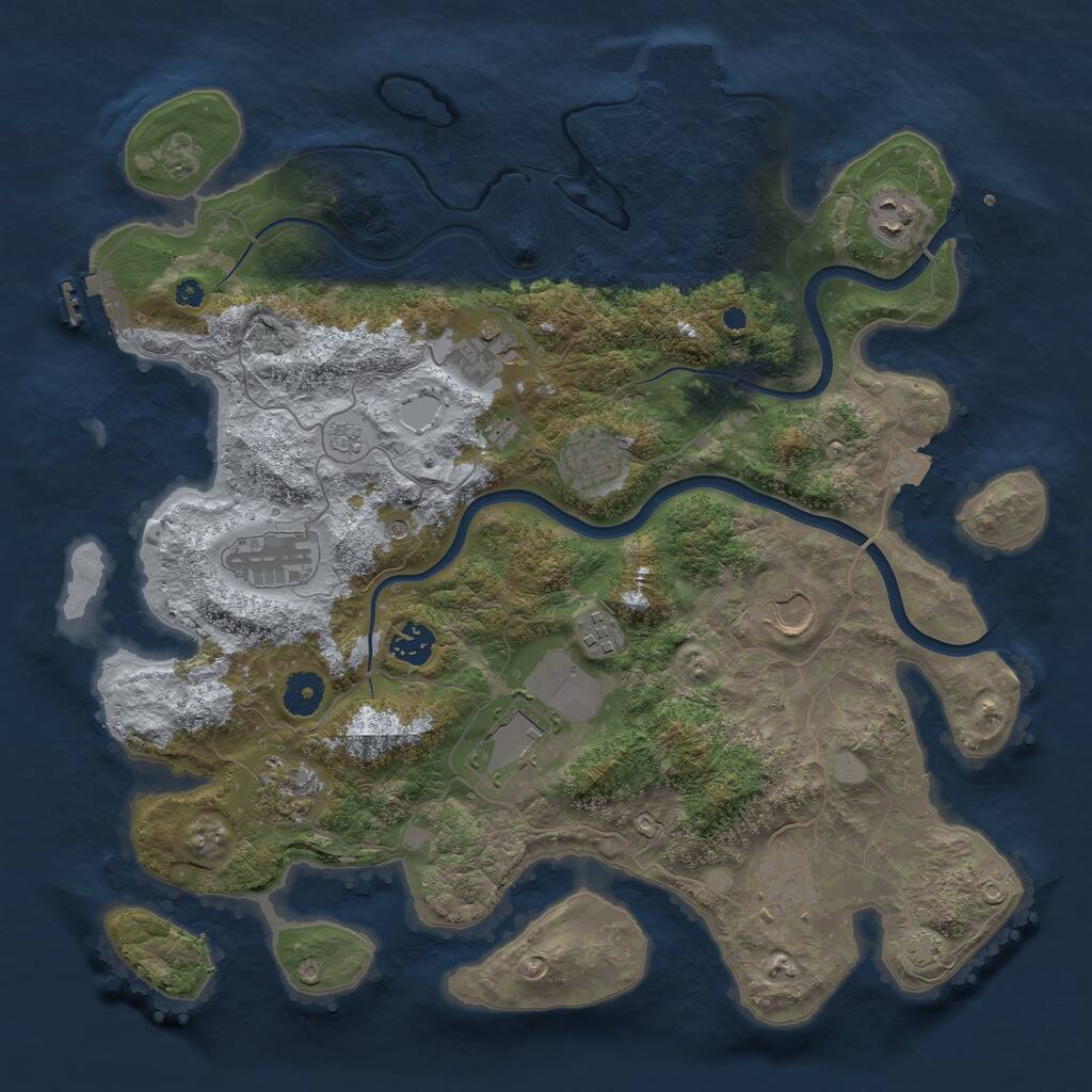 Rust Map: Procedural Map, Size: 3850, Seed: 134652, 16 Monuments