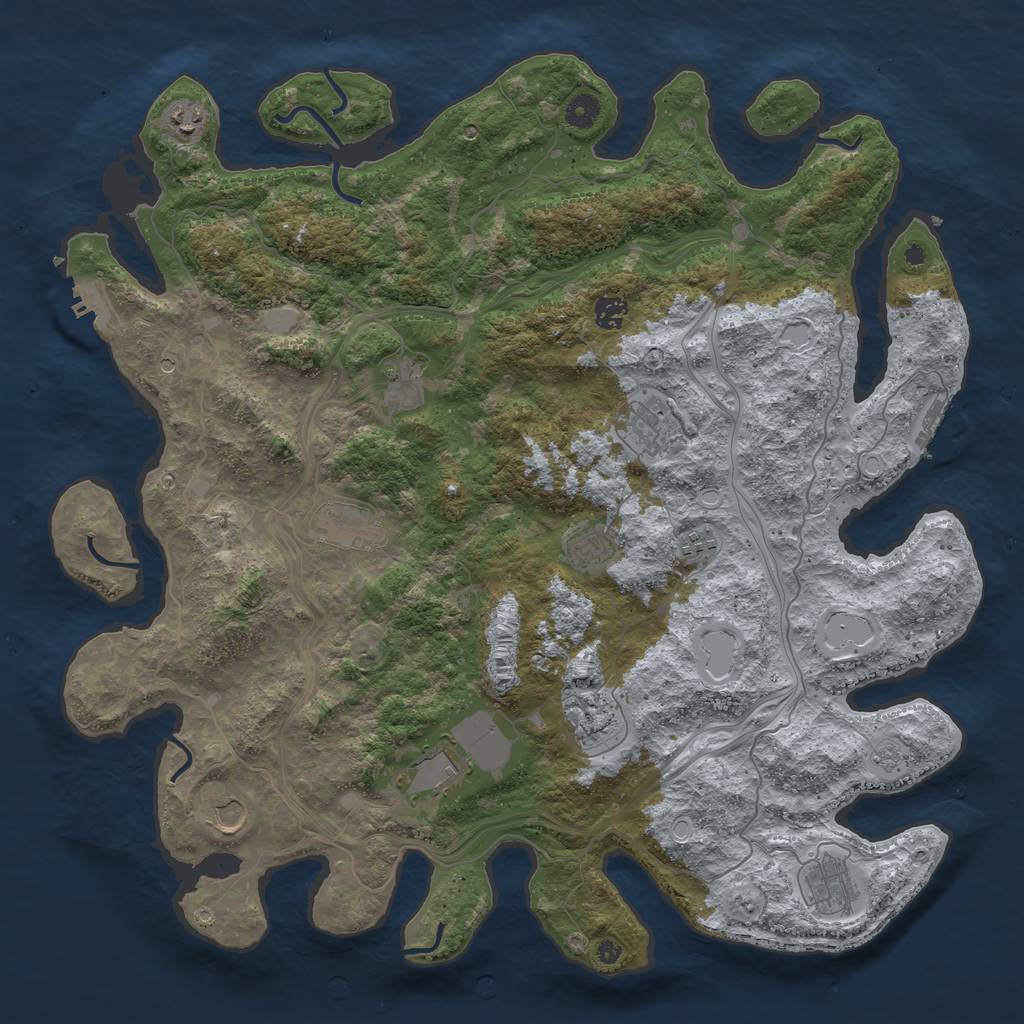 Rust Map: Procedural Map, Size: 4500, Seed: 1011050571, 18 Monuments