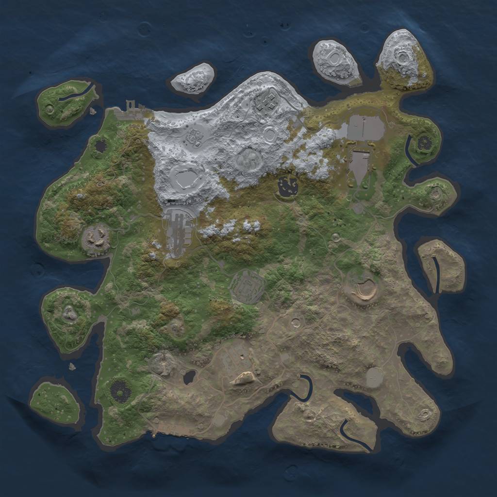 Rust Map: Procedural Map, Size: 3500, Seed: 1758693887, 15 Monuments