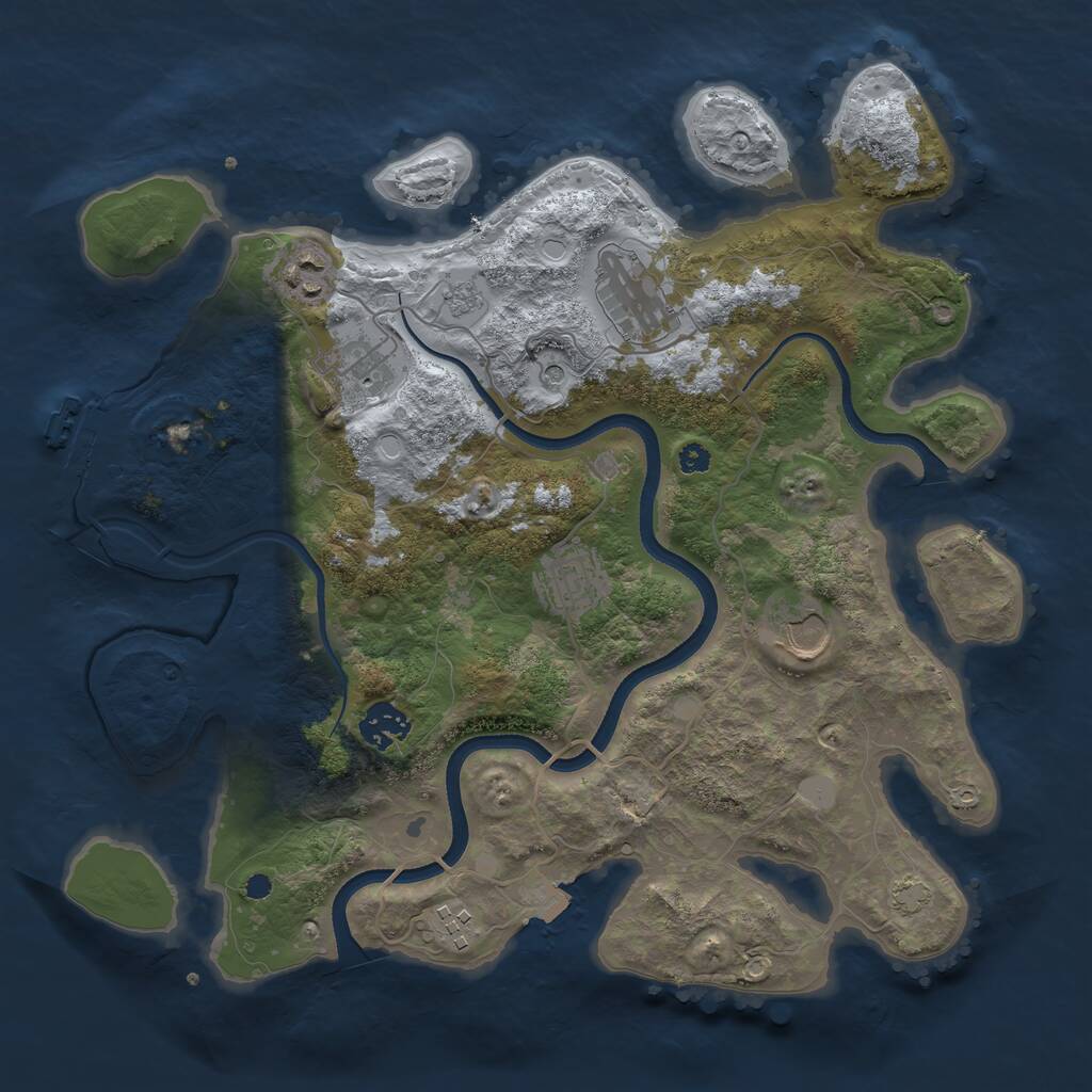 Rust Map: Procedural Map, Size: 3500, Seed: 1758693887, 12 Monuments