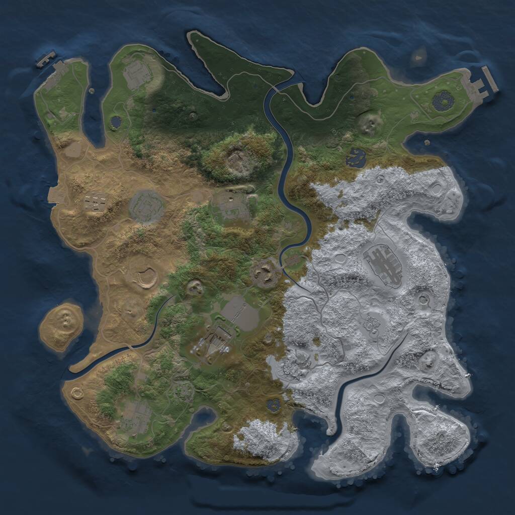 Rust Map: Procedural Map, Size: 3700, Seed: 1903735187, 18 Monuments
