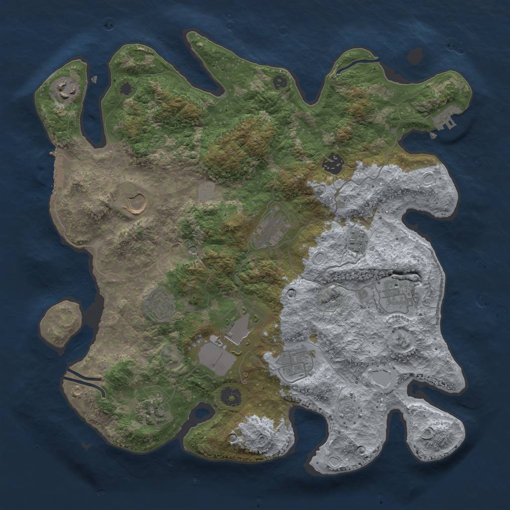 Rust Map: Procedural Map, Size: 3700, Seed: 1903735187, 17 Monuments