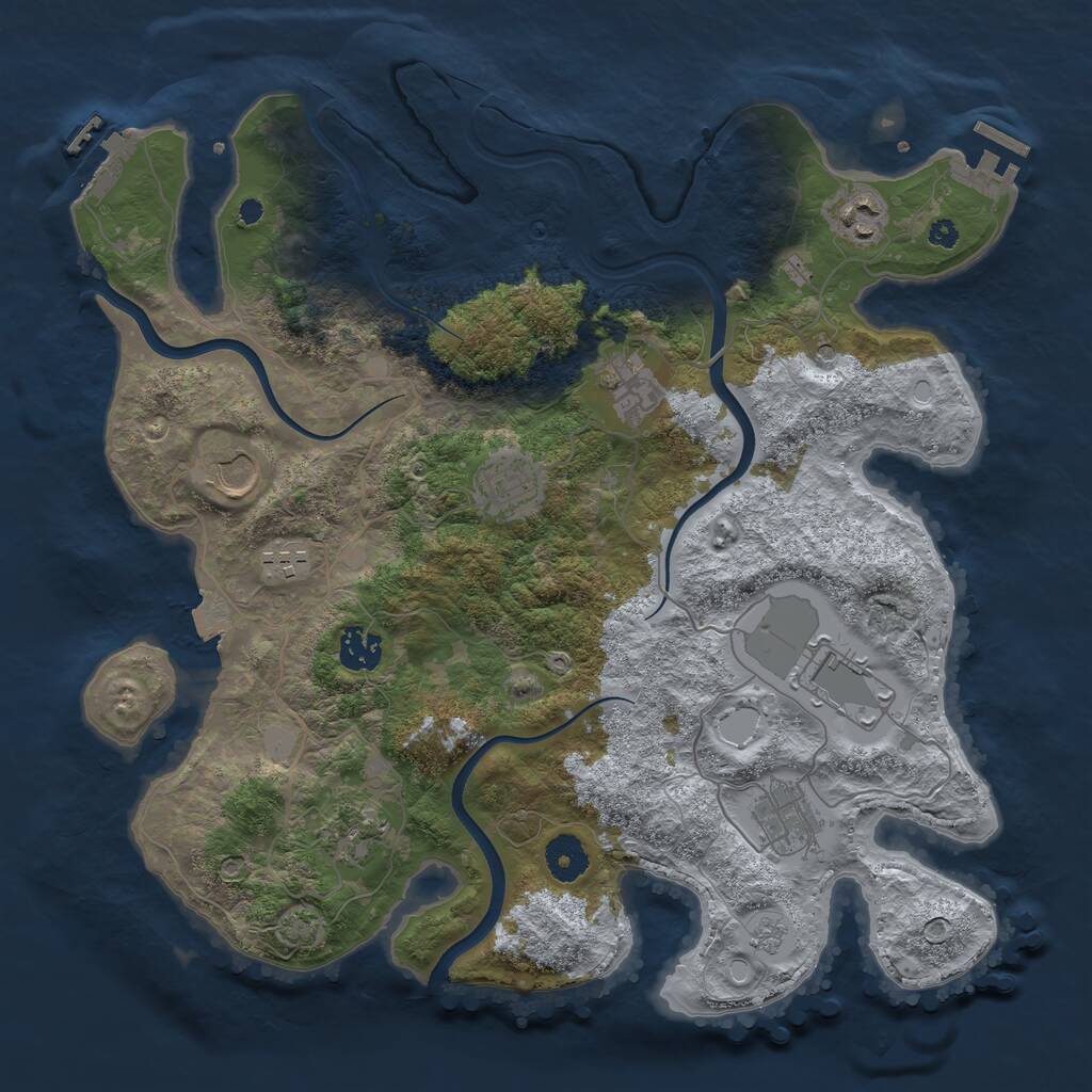 Rust Map: Procedural Map, Size: 3700, Seed: 1903735187, 15 Monuments