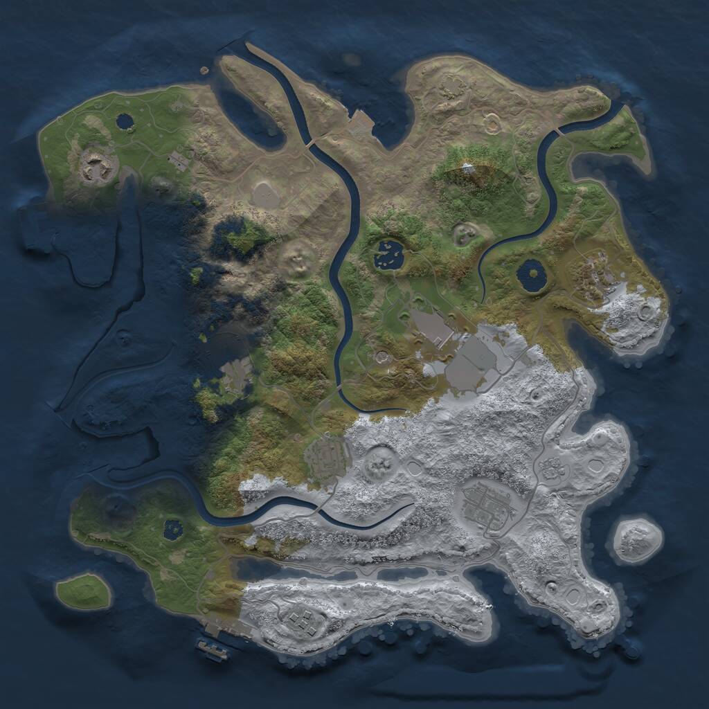 Rust Map: Procedural Map, Size: 3500, Seed: 727391487, 14 Monuments